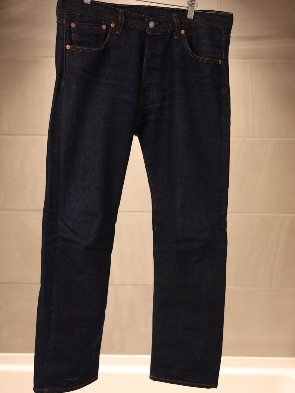 Levi's 501 Straight Men's Jeans in Dark Blue with Leather Patch